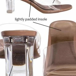 Bamboo Lucent01 Block Heel Glass Slipper, Clear Vinyl Dress Sandal