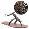 Bamboo Jewel44 Boho Rhinestone Crystal Thong Sandal - Women Bling Chain Link Gladiators