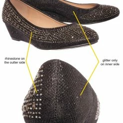 Forever Link Fisher3 Rhinestone Embellished Low Wedge Pump, Women Dress Shoes New