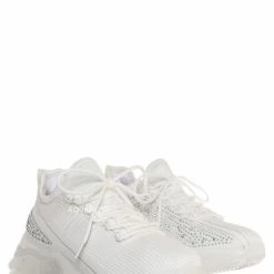 Bamboo New Hana47 Rhinestone Studded Knit Nylon Stretch Sneaker