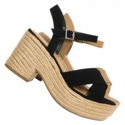 Soda Beauty Espadrille Jute Rope Platform Clog, Womens Ankle Strap Sandal New