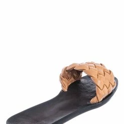 Bamboo Sunbathe78 Flat Puffy Woven Sandal - Women Summer Open Toe Slide In Weaving Mule New