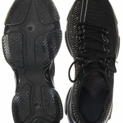 Bamboo New Hana47 Rhinestone Studded Knit Nylon Stretch Sneaker