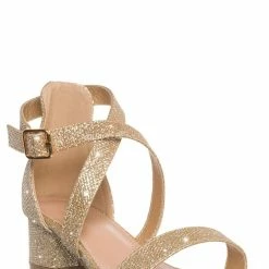 Lucky Top New Delia6K Childrens Block Heel Cross Sandal, Little Girls Shoes