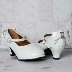 Little Angel Tasha922 Kids Block Heel Mary Jane Pump - Girl Wedding Dress Shoes