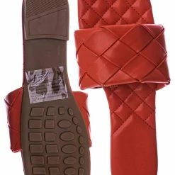 Forever Link Padded18 Wide Woven Slide Sandal - Womens Elongated Open Square Toe Slipper Mule New