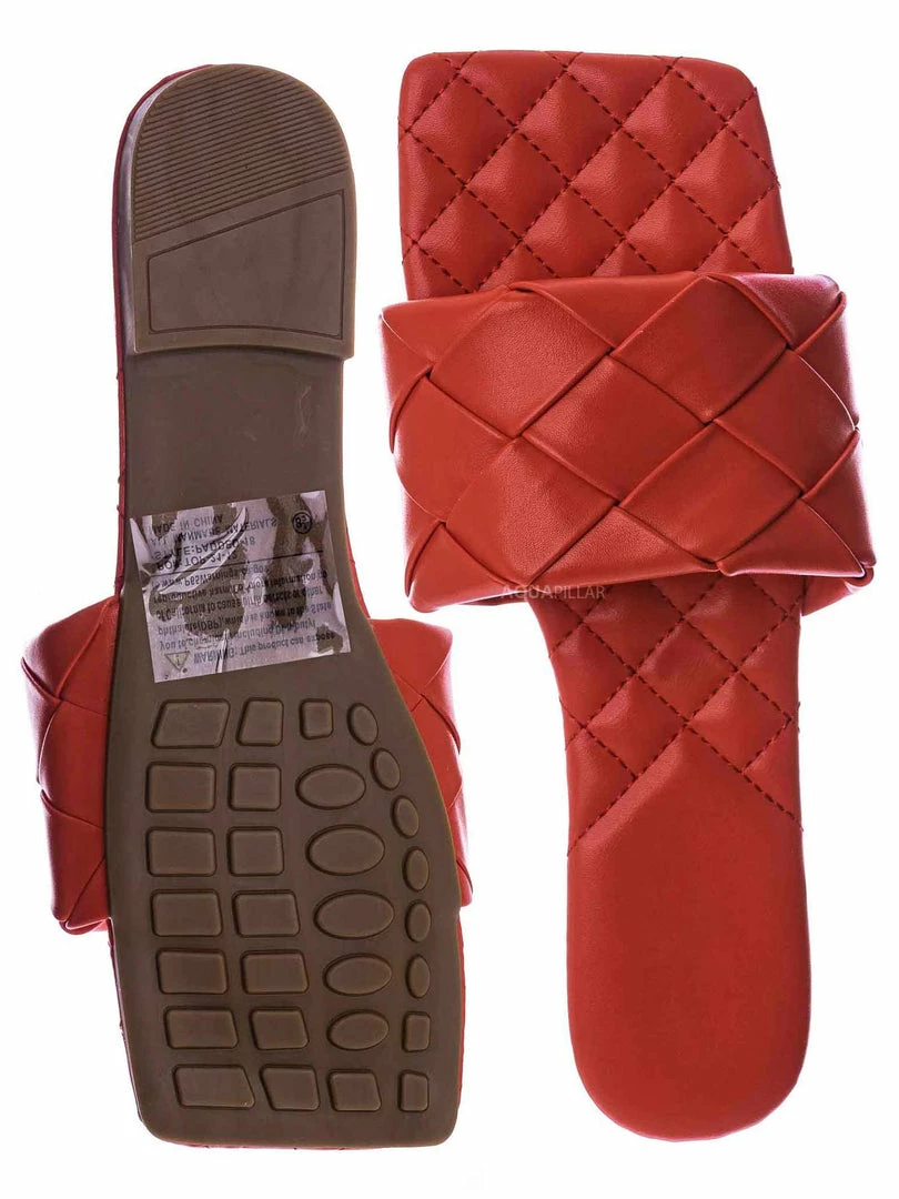 Forever Link Padded18 Wide Woven Slide Sandal - Womens Elongated Open Square Toe Slipper Mule New