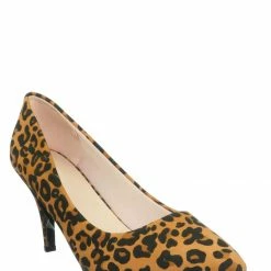 Forever Link Heels Sanzi2 Low Stiletto Heel Pumps - Slip On Dress Shoes Solid Or Animal Prints