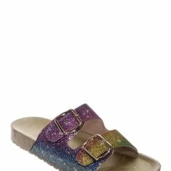 Bamboo Luster01 Rhinestone Molded Footbed Sandal - Contoured Crystal Slip On Slipper