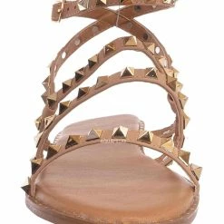 Forever Link New Ding Metal Spiked Gladiator Flat Sandal, Womens Punk Rock Shoes