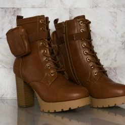 Forever Link New Match18 Fashion Combat Bootie W Pocket Pouch - Women Heel Ankle Boot