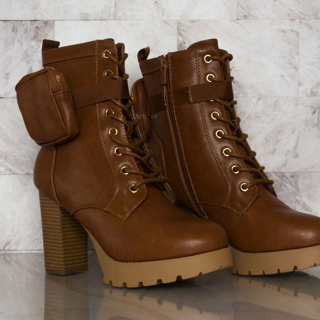 Forever Link New Match18 Fashion Combat Bootie W Pocket Pouch - Women Heel Ankle Boot