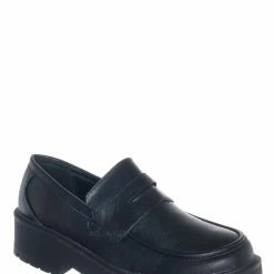 Forever Link New Chief60 Penny Loafers Platform Lug Sole - Vintage Creepers Chunky Work Flat Pumps Shoes Chunky Block Heel
