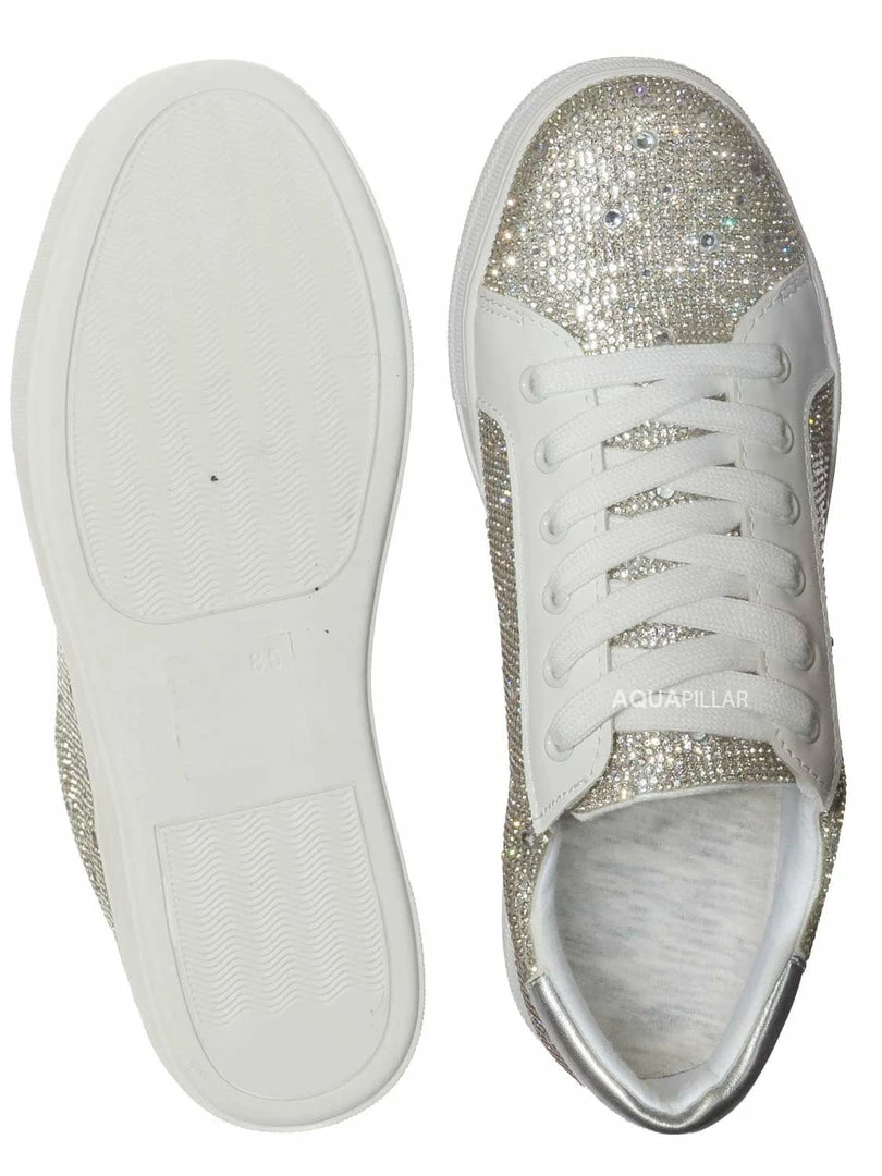 Soda Zeno Rhinestone Crystal Platform Sneaker - Womens Bling Athleisure Shoe