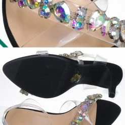 Delicious Danish Rhinestone Crystal Lucite Clear Sandal, Women Vinyl Shoes New