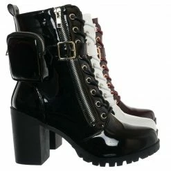 Forever Link Access39 Combat Bootie W Pouch - Women High Heel Ankle Boots New