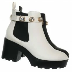 Bamboo Vista14 Rhinestone Block Heel Chelsea Boots - Womens Ankle Bootie