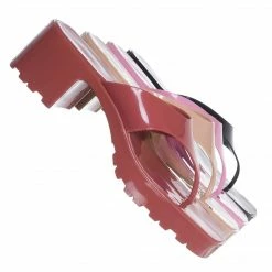 Liliana Rudy4 Jelly Slide In Clog Thong Heel Sandal, Womens PVC Slippers