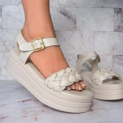 Soda New Rowdy Braided Flatform Sandal, Womens Quarter Strap Flat Platform