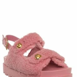 Liliana Montana3 Plush Faux Fur Slingback Molded Footbed Slipper New