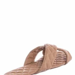 La Shailah New Baily2 Puffy Quilted Flat Slipper Sandal - Cross Strap Open Toe Slide In Shoes