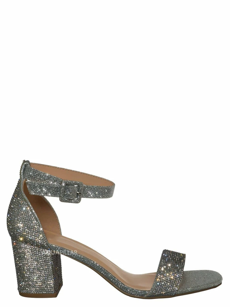 Delicious Crete Rhinestone Block Heel Sandal - Women Dance Shoes New