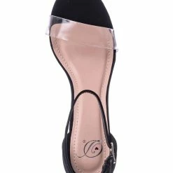 Delicious Share Block Heel Lucite Sandal - Women Chunky Open Toe W Transparent Strap