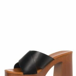 Top Moda Java80 Lightweight Faux Wooden Clog Sandal, Women Slipper Heels