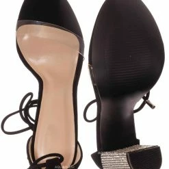 X2B Alpha3 Women's Rhinestone Block Heel Leg Wrap Lucite Sandal