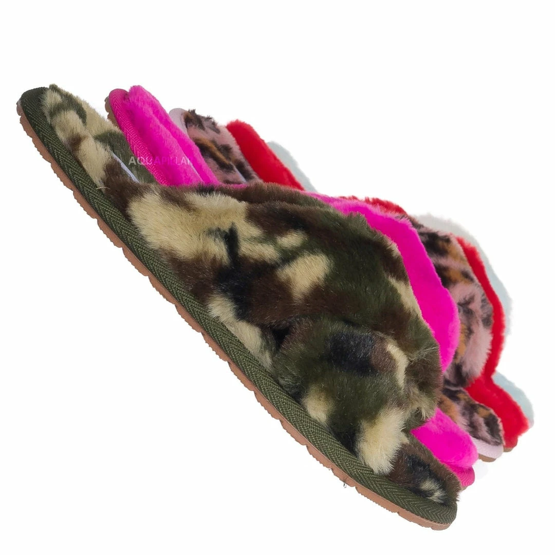 Liliana New Dearly1 Fluffy Faux Fur Slipper, Men Women Fuzzy Slides