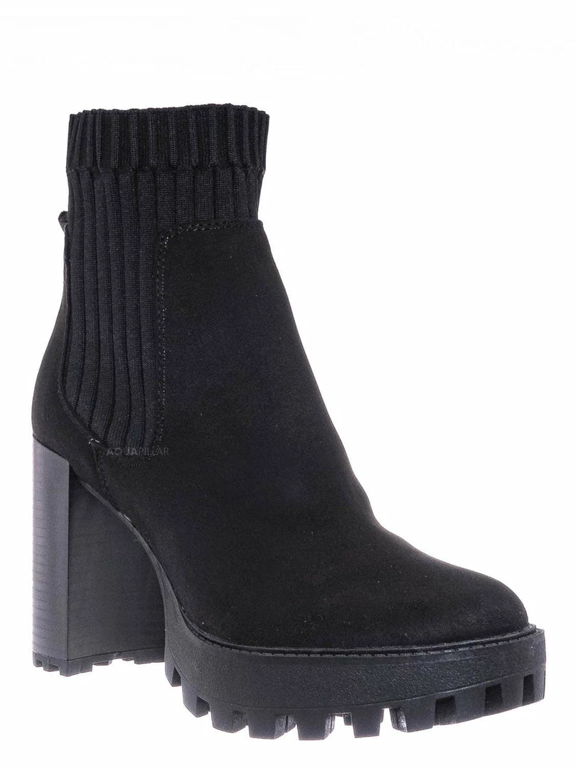 Bamboo Intense01 Chelsea Boots W Elastic Knit Sweater Sock - Threaded Lug Sole Bootie New