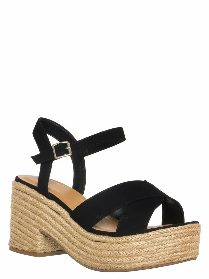 Soda Beauty Espadrille Jute Rope Platform Clog, Womens Ankle Strap Sandal New