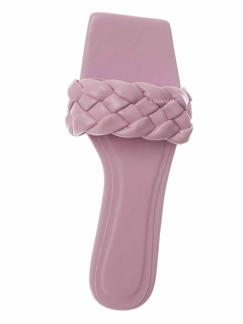 Bamboo Block19 Woven Braided Band Slipper - Womens Open Squared Toe Slip On Flat Sandal