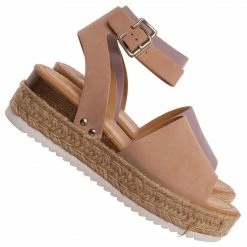 Soda Topic Espadrille Jute Rope Wrap Platform Flatform Rubber Shark Tooth Flat Sandal