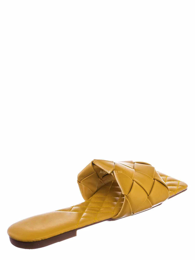 Forever Link Padded18 Wide Woven Slide Sandal - Womens Elongated Open Square Toe Slipper Mule New