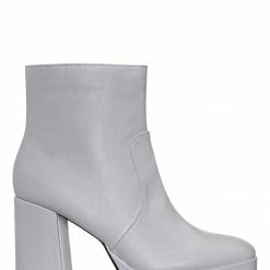 Bamboo Underlined01 Platform Block Heel Bootie - Women Croc & Suede Ankle Pump Boot New