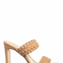 Wild Diva New Avi02 Woven Sandal On Flat Block Heel, Womens Mule Shoes