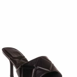 Bamboo New Zeal07 Puffy Quilted Slide-In Mule, Women High Heel Sandal
