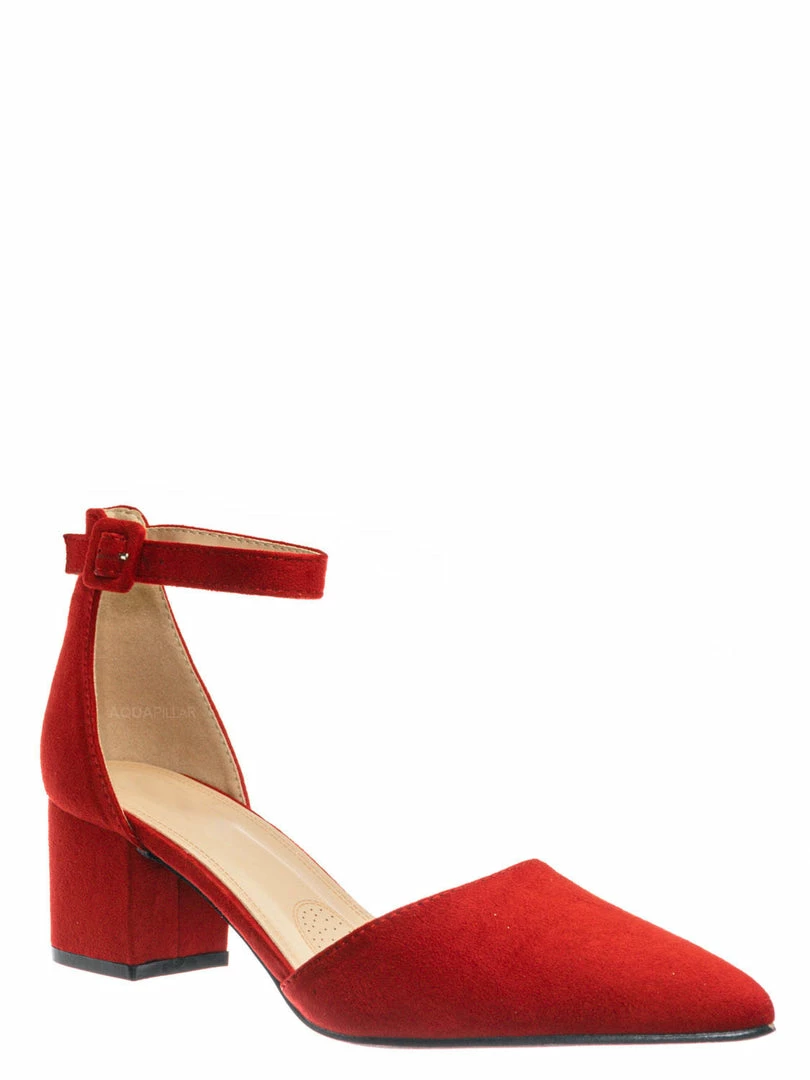 Forever Link Nataly01 Low Block Heel D'Orsay Pump - Pointed Toe Two Piece Office Dress Shoes New