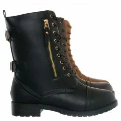 Forever Link New Mountain81 Grungy Lace Up Combat Boots - Men Womens Calf High Shoe