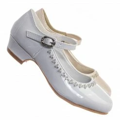 Little Angel Daisy016E Girls Mary Jane Pump - Kids Block Heel Rhinestone Wedding Dress Shoes New