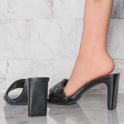 Delicious Venture Block Heel Woven Mule Sandal - Women Braided Quilted Slip On Slippers New