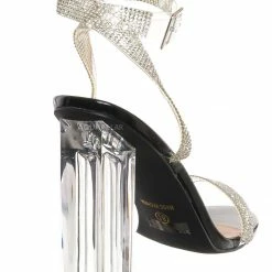 Glaze Element1 Women's Clear Acrylic Heel W Rhinestone Strap Sandal New