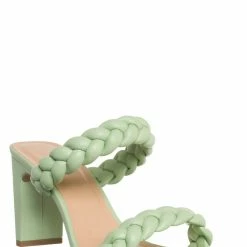 Soda Found Braided 3.5 Inch Block Heel Sandal - Women Thin Slide In Dress Mule