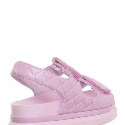 Bamboo Reiki03 Quilted Footbed Flatform Sandal - Women's Comfy Molded Shoe