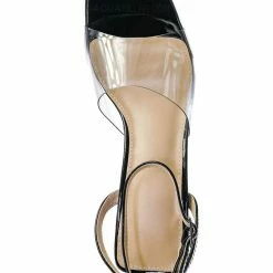 Wild Diva New Maze01 Lucite Transparent Open Square Toe Sandal - Clear Chucky Triangle Heel