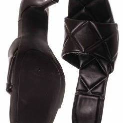 Bamboo New Zeal07 Puffy Quilted Slide-In Mule, Women High Heel Sandal