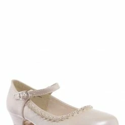 Little Angel Daisy016E Girls Mary Jane Pump - Kids Block Heel Rhinestone Wedding Dress Shoes New