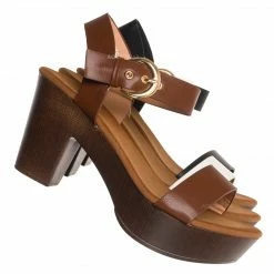 Top Moda New Melissa1 Clog Block Heel Platform Sandal-Lightweight Wooden Comfort Sandal