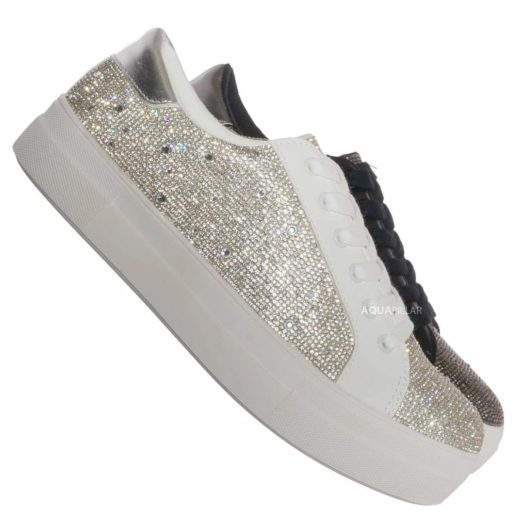 Soda Zeno Rhinestone Crystal Platform Sneaker - Womens Bling Athleisure Shoe